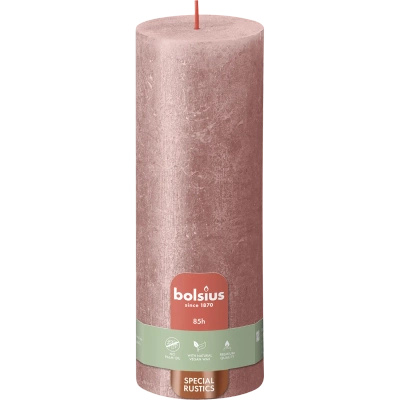 Bolsius Rustic Metallic świeca pieńkowa 190/68 mm - Pink
