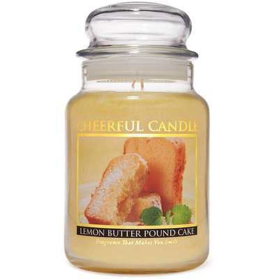 Cheerful Candle grande bougie parfumée en pot de verre 2 mèches 24 oz 680 g - Gâteau quatre-quarts au beurre citronné