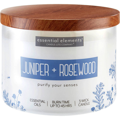 Bougie parfumée soja aux huiles essentielles Candle-lite Essential Elements 418 g - Juniper Rosewood