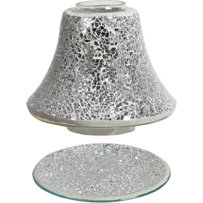 Set paralume e supporto per candela Woodbridge - Silver Crackle