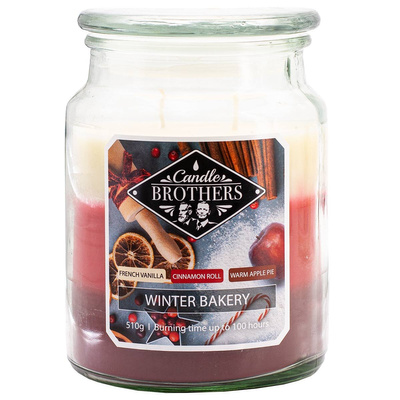 Bougie parfumée 3 en 1 grande en verre Candle Brothers 510 g - Winter Bakery