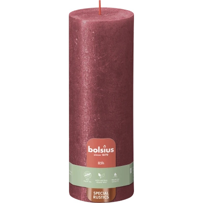 Bolsius Rustic Metallic świeca pieńkowa 190/68 mm - Red