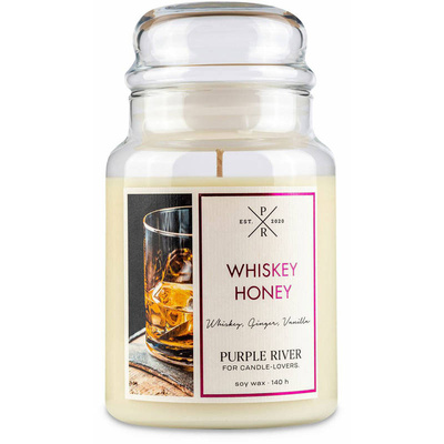 Candela di soia profumata in vetro Purple River 623 g - Whiskey Honey