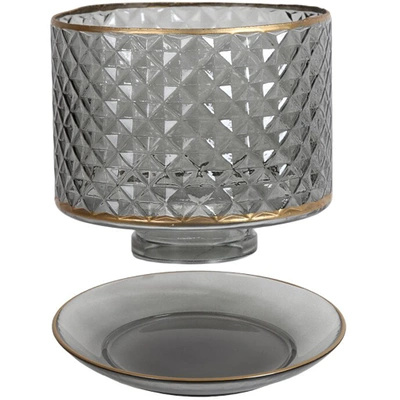 Glass candle shade and candle tray Woodbridge - Gray and Gold