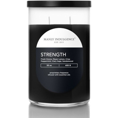 Duża sojowa świeca zapachowa Colonial Candle Manly Indulgence 623 g w szkle z pokrywką - Męski Zapach Strength