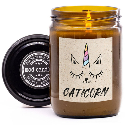 Подарочная свеча соя ароматный Mad Candle 360 гр - Caticorn