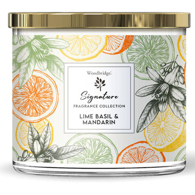 Woodbridge Signature Collection vela perfumada grande de 3 mechas en vaso 410 g - Lime Basil Mandarin