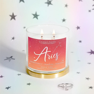 Charmed Aroma sojowa świeca zapachowa z biżuterią 12 oz 340 g Pierścionek - Aries Baran Zodiak