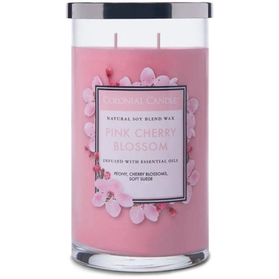 Colonial Candle Classic duża sojowa świeca zapachowa w szkle typu tumbler 19 oz 538 g - Pink Cherry Blossom