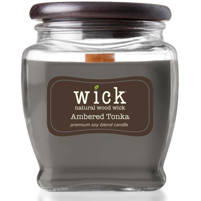 Colonial Candle Wick soy blend wood wick scented candle jar 15 oz 425 g - Ambered Tonka