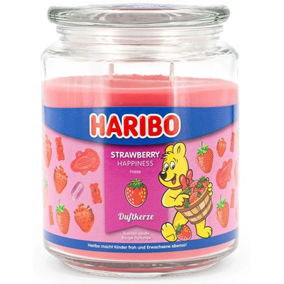 Haribo scented candle in glass jar 510 g - Strawberry Happiness