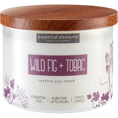 Bougie parfumée soja aux huiles essentielles Candle-lite Essential Elements 418 g - Wild Fig Tobac