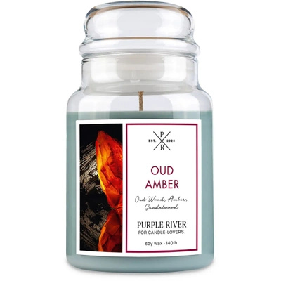 Bougie parfumée de soja en verre Purple River 623 g - Oud Amber