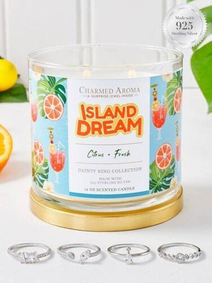 Charmed Aroma świeca z biżuterią 12 oz 340 g Pierścionek - Island Dream