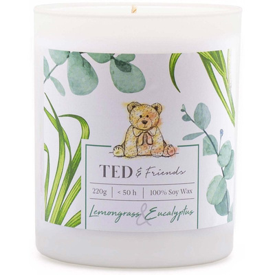 Sojadoftljus i glas Ted Friends 220 g - Lemongrass Eucalyptus