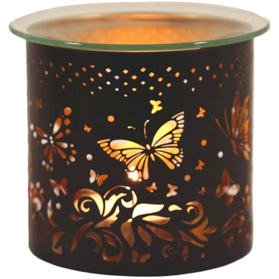 Woodbridge Metalen geurbrander voor wax geuroliën en kandelaar 2in1 Butterfly Black and Gold