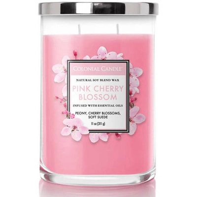 Vela aromática/perfumada de soja con aceites esenciales Pink Cherry Blossom Colonial Candle