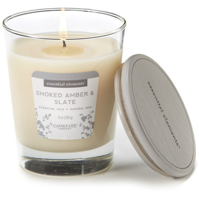 Naturel bougie parfumée aux huiles essentielles Candle-lite Essential Elements - Smoked Amber Slate