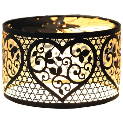 Draaibare Kaars deksel metaal Woodbridge - Heart Black and Gold