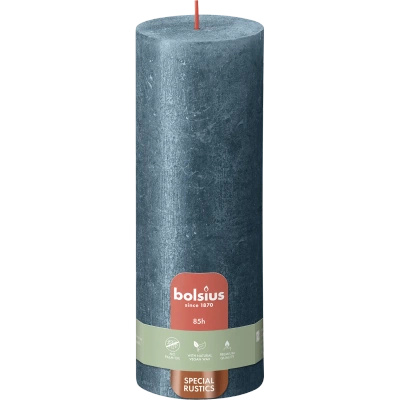 Bolsius Rustic Metallic trunk candle 190/68 mm - Metallic Blue