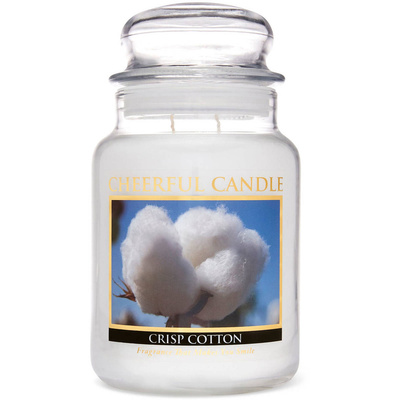 Cheerful Candle duża świeca zapachowa w szklanym słoju 2 knoty 24 oz 680 g - Crisp Cotton