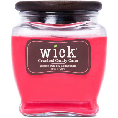 Bougie parfumée au soja Colonial Candle Wick mèche en bois 15 oz 425 g - Crushed Candy Cane