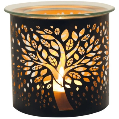 Woodbridge metal wax burner fragrance oil and candle holder 2 in 1 Tree of Life Black