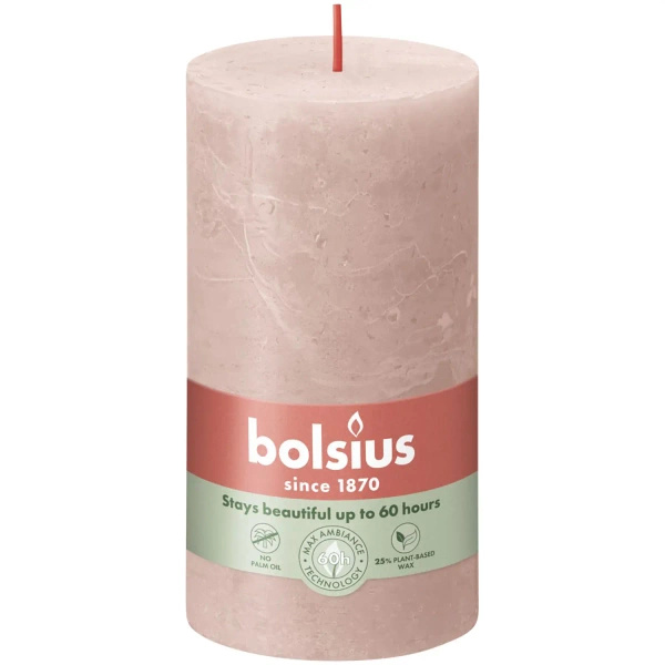 Bolsius Rustic candela per ceppi 130/68 mm - Rosa nebbioso