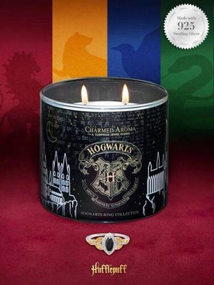 Charmed Aroma świeca z biżuterią Harry Potter Hogwart Hufflepuff Pierścionek