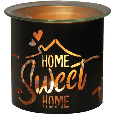 Woodbridge bougeoir de cheminée en métal pour cire à l'huile 2en1 Home Sweet Home Black And Gold