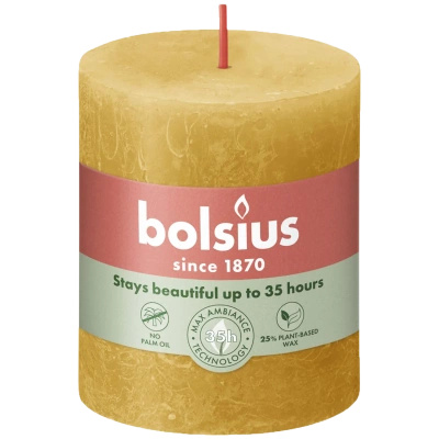 Bolsius Rustic świeca pieńkowa 80/68 mm - Honeycomb Yellow