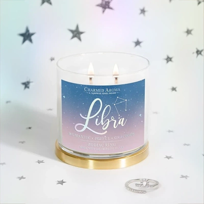 Charmed Aroma joya vela perfumada de soja con anillo de plata 12 oz 340 g - Signo del zodiaco Libra
