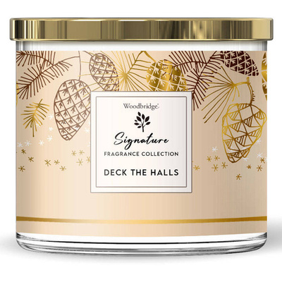 Woodbridge Signature Collection didelė 3 dagčių kvapni žvakė stiklinėje 410 g - Deck The Halls