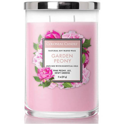 Soy scented candle with essential oils Garden Peony Colonial Candle