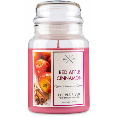 Candela di soia profumata in vetro Purple River 623 g - Red Apple Cinnamon