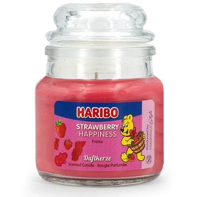 Haribo small scented candle in glass 85 g - Strawberry Happiness