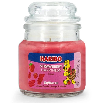 Haribo piccola candela profumata in vetro 85 g - Strawberry Happiness