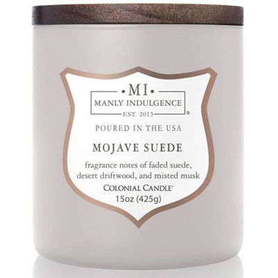 Candela di soia profumata da uomo stoppino di legno Colonial Candle - Mojave Suede