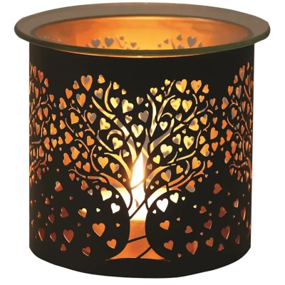 Woodbridge metalowy kominek do wosku olejku świecznik 2w1 Heart Tree Black And Gold