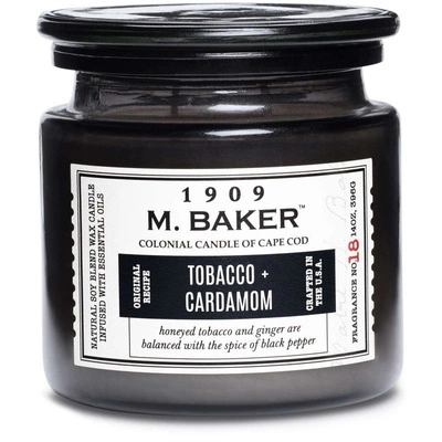 Colonial Candle M Baker large soy scented candle apothecary jar 14 oz 396 g - Tobacco Cardamom