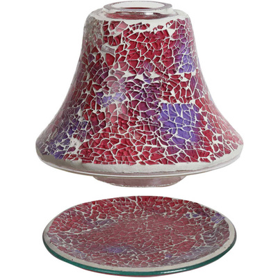 Ensemble abat-jour et support pour bougie Crimson Crackle Woodbridge Candle