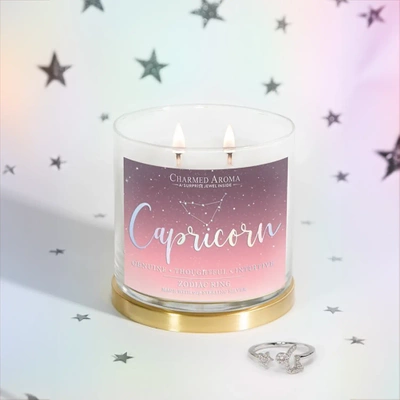 Charmed Aroma sojowa świeca zapachowa z biżuterią 12 oz 340 g Pierścionek - Capricorn Koziorożec Zodiak