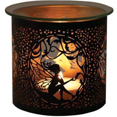 Woodbridge metalen oliewas schouw kandelaar 2in1 Fairy Black And Gold