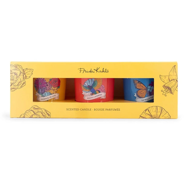 Frida Kahlo zestaw świec zapachowych 3 x 70 g - La Belle Vie, Exotic Jasmine, Essence of Life