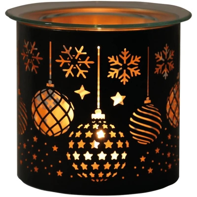 Woodbridge metalowy kominek do wosku olejku świecznik 2w1 Baubles Black And Gold