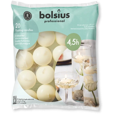 Bolsius floating candles 30/45 mm 20 pcs - Cream