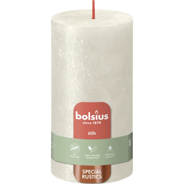 Bolsius Rustic Metallic świeca pieńkowa 130/68 mm - Ivory