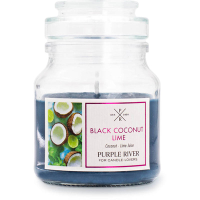 Kvepianti sojų žvakė Black Coconut Lime Purple River 113 g