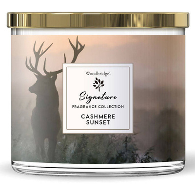 Woodbridge Signature Collection grande bougie parfumée 3 mèches en verre 410 g - Cashmere Sunset