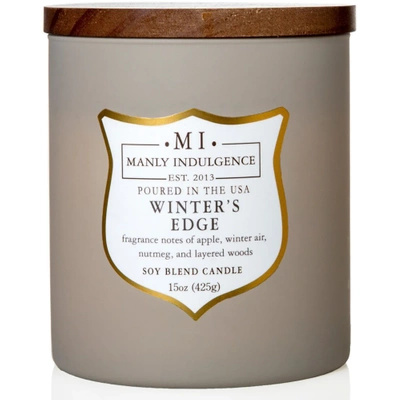 Colonial Candle wooden wick soy scented candle grey 15 oz 425 g - Winter's Edge